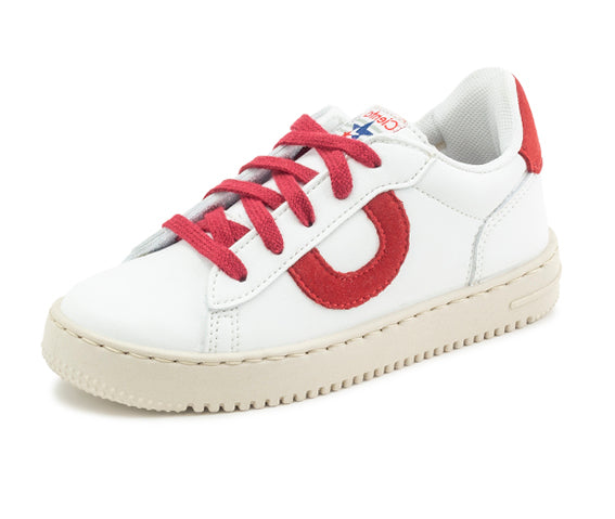 Cienta 10040.02 White/Red Leather Fashion Sneaker